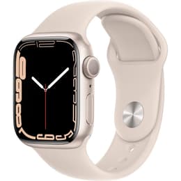 Apple Watch (Series 7) 2021 GPS 41 mm - Aluminium Sterrenlicht - Geweven sportbandje Sterrenlicht