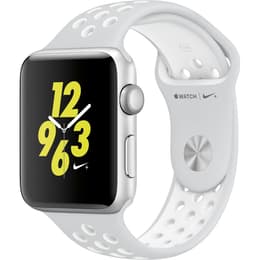 Apple Watch (Series 4) 2018 GPS 44 mm - Aluminium Zilver - Nike sport armband Wit