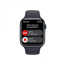 Apple Watch (Series 8) 2022 GPS 41 mm - Aluminium Middernacht - Sportbandje Zwart