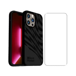 Back Market Hoesje iPhone 13 Pro en beschermend scherm - 100% biologisch afbreekbaar - Zwart - Golfpatroon