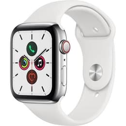 Apple Watch Series 7 (2021) GPS + Cellular 45 mm - Titanium Zilver - Sportbandje Wit