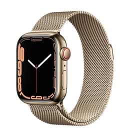 Apple Watch Series 7 (2021) GPS + Cellular 41 mm - Roestvrij staal Goud - Milanees bandje Goud