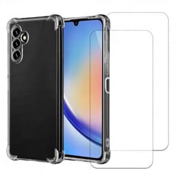 Hoesje Galaxy A34 en 2 beschermende schermen - TPU - Transparant