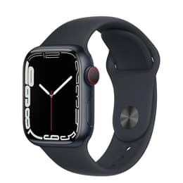 Apple Watch (Series 7) 2021 GPS + Cellular 45 mm - Aluminium Middernacht - Sportbandje Zwart