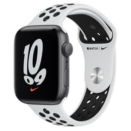 Apple Watch (Series SE) 2020 GPS 44 mm - Aluminium Grijs - Sportbandje van Nike Wit
