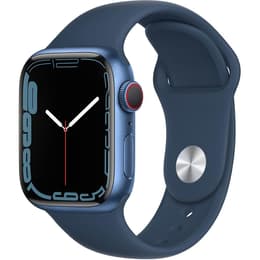 Apple Watch (Series 7) 2021 GPS + Cellular 45 mm - Aluminium Blauw - Sportbandje Blauw