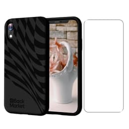Back Market Hoesje iPhone XR en beschermend scherm - 100% biologisch afbreekbaar - Zwart - Golfpatroon