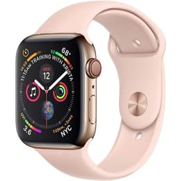 Apple Watch Series 4 (2018) GPS + Cellular 44 mm - Roestvrij staal Goud - Sportbandje Roze