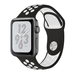 Apple Watch (Series 4) 2018 GPS 44 mm - Aluminium Spacegrijs - Nike sport armband Zwart/Wit
