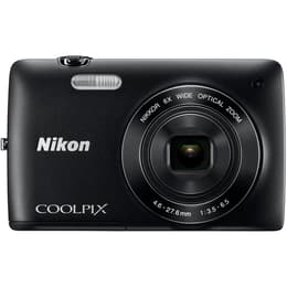Compactcamera Coolpix S3200 - Zwart + Nikon Nikon Nikkor 6x Wide Optical Zoom VR 26-156 mm f/3.5-6.5 f/3.5-6.5