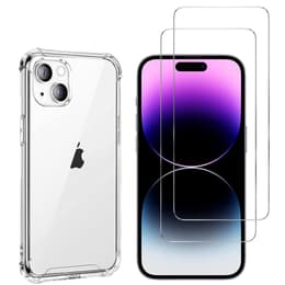 Hoesje iPhone 15 en 2 beschermende schermen - TPU - Transparant