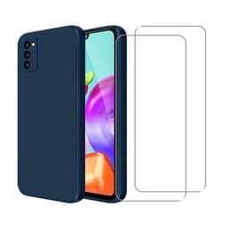 Hoesje Galaxy A41 en 2 beschermende schermen - Silicone - Blauw