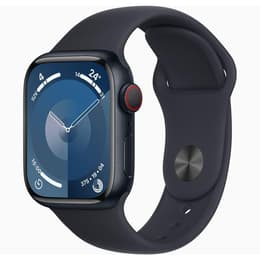 Apple Watch Series 9 (2023) GPS + Cellular 41 mm - Aluminium Midnight - Geweven sportbandje Blauw