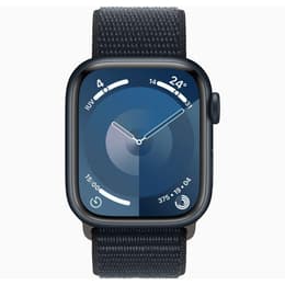 Apple Watch Series 9 (2023) GPS + Cellular 41 mm - Aluminium Midnight - Geweven sportbandje Blauw