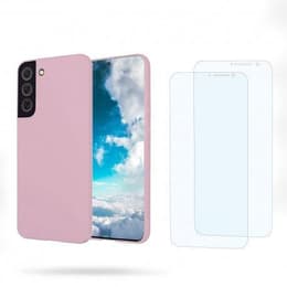 Hoesje Galaxy S22 5G en 2 beschermende schermen - Silicone - Roze