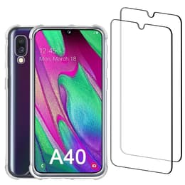 Hoesje Galaxy A40 en 2 beschermende schermen - Gerecycled plastic - Transparant