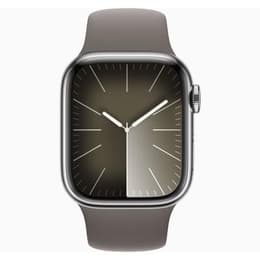 Apple Watch Series 9 (2023) GPS + Cellular 41 mm - Roestvrij staal Zilver - Sportbandje Grijs