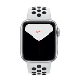 Apple Watch (Series 5) 2019 GPS + Cellular 40 mm - Aluminium Zilver - Nike sport armband Platina/zwart
