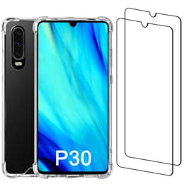 Hoesje Huawei P30 en 2 beschermende schermen - Gerecycled plastic - Transparant
