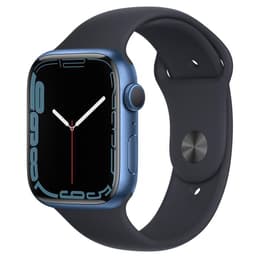 Apple Watch (Series 7) 2021 GPS + Cellular 45 mm - Aluminium Blauw - Sportbandje Zwart