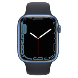 Apple Watch (Series 7) 2021 GPS + Cellular 45 mm - Aluminium Blauw - Sportbandje Zwart