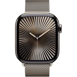 Apple Watch Series 10 (2024) GPS + Cellular 46 mm - Titanium Naturel - Milanees bandje Grijs