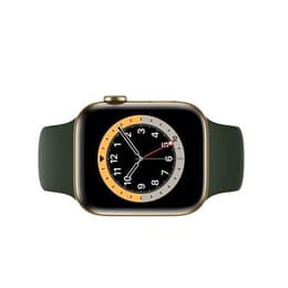 Apple Watch (Series 6) 2020 GPS + Cellular 44 mm - Roestvrij staal Goud - Sportbandje Groente
