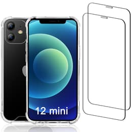 Hoesje iPhone 12 mini en 2 beschermende schermen - Gerecycled plastic - Transparant
