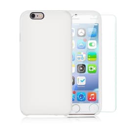 Hoesje iPhone 6s Plus en 2 beschermende schermen - Silicone - Wit