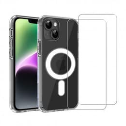 Hoesje iPhone 14 en 2 beschermende schermen - TPU - Transparant