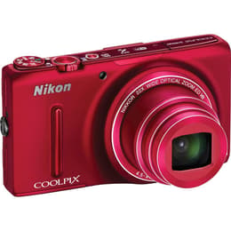 Compactcamera CoolPix S9500 - Rood + Nikon Nikkor 22X Wide Optical Zoom ED VR 25-550mm f/3.4-6.3 f/3.4-6.3