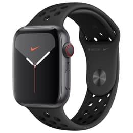 Apple Watch (Series 5) 2019 GPS 44 mm - Aluminium Zilver - Sportbandje Zwart