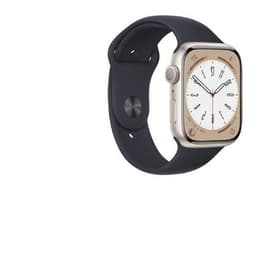 Apple Watch Series 8 (2022) GPS 45 mm - Aluminium Sterrenlicht - Sportbandje Zwart