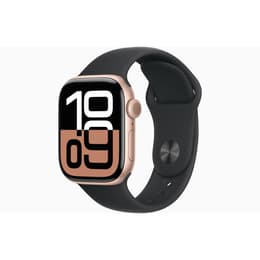 Apple Watch Series 10 (2024) GPS 42 mm - Aluminium Roségoud - Sportbandje Zwart