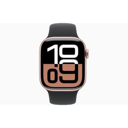 Apple Watch Series 10 (2024) GPS 42 mm - Aluminium Roségoud - Sportbandje Zwart