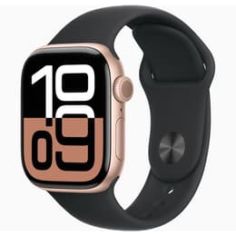 Apple Watch Series 10 (2024) GPS 42 mm - Aluminium Roségoud - Sportbandje Zwart