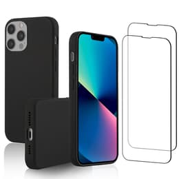 Hoesje iPhone 13 Pro Max en 2 beschermende schermen - Silicone - Zwart