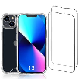 Hoesje iPhone 13 en 2 beschermende schermen - Gerecycled plastic - Transparant
