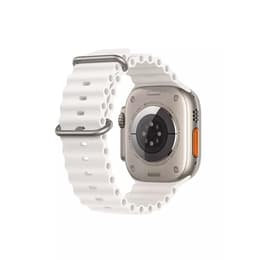 Apple Watch Ultra (2022) GPS + Cellular 49 mm - Titanium Naturel titanium - Ocean-bandje Wit