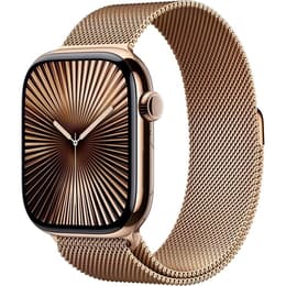 Apple Watch Series 10 (2024) GPS + Cellular 42 mm - Titanium Goud - Milanees bandje Goud