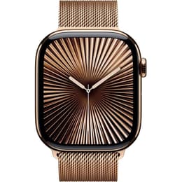 Apple Watch Series 10 (2024) GPS + Cellular 42 mm - Titanium Goud - Milanees bandje Goud