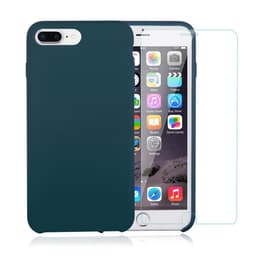 Hoesje iPhone 7 Plus/8 Plus en 2 beschermende schermen - Silicone - Groenblauw