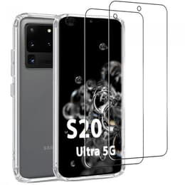 Hoesje Galaxy S20 Ultra 5G en 2 beschermende schermen - TPU - Transparant