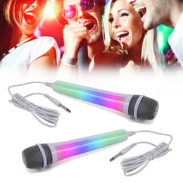 Pack Karaoké 2 Microphones filaires dynamiques - White - Effet lumineux Disco - MR ENTERTAINER G158BG Audio accessoires