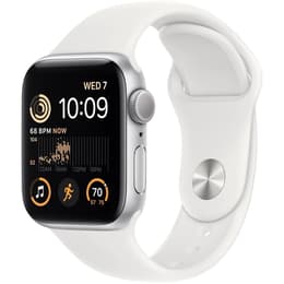 Apple Watch Series SE 2 (2022) GPS 44 mm - Aluminium Zilver - Sportbandje Wit