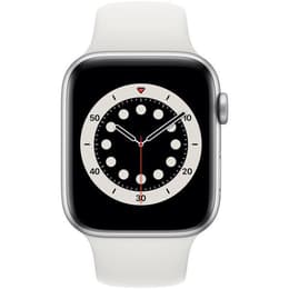 Apple Watch (Series 6) 2020 GPS + Cellular 44 mm - Aluminium Zilver - Sportbandje Wit