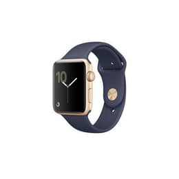 Apple Watch (Series 2) 2016 GPS 42 mm - Aluminium Goud - Sport armband Middernachtblauw