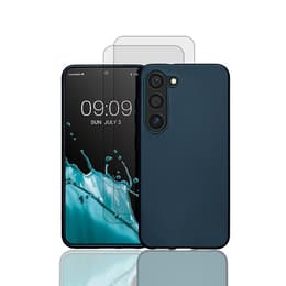 Hoesje Galaxy S23+ en 2 beschermende schermen - Silicone - Blauw
