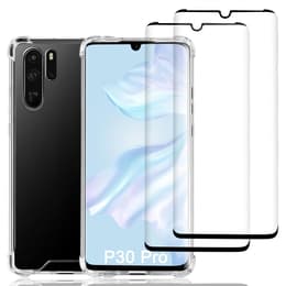 Hoesje Huawei P30 Pro en 2 beschermende schermen - Gerecycled plastic - Transparant