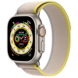 Apple Watch (Ultra) 2022 GPS + Cellular 49 mm - Titanium Grijs - Trail-bandje Geel